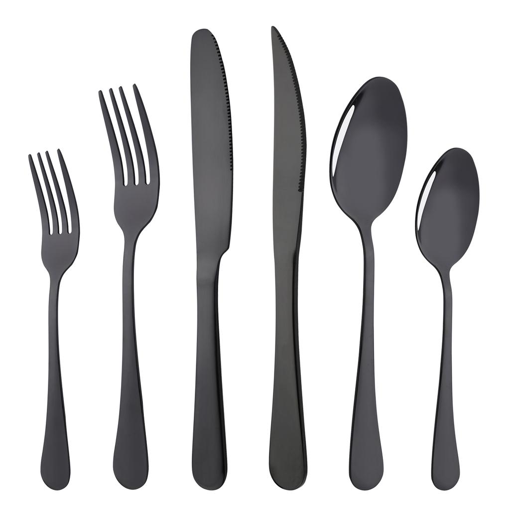 6Pcs Multi-Colors Rainbow Eating Utensil Set Dinnerware Set Cutlery Kit Fork Knife Stainless Steel Silverware Home Tableware Set