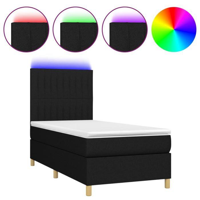 VidaXL Slat Bed Base with Mattress and LED, Upholstered Bed, Single Bed, Adult Bed for Interior Bedroom, 3135559