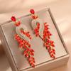 2 Pieces Of Women's Trendy Long Tassel Leaf Earrings, Outdoor Travel, Carnival, Party, Holiday Dressing Gifts