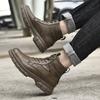 Men Trend Boots Outdoor Leather Boots British Style High Top Motorcycle Punk Shoes Casual Leather Street Style Men Shoes