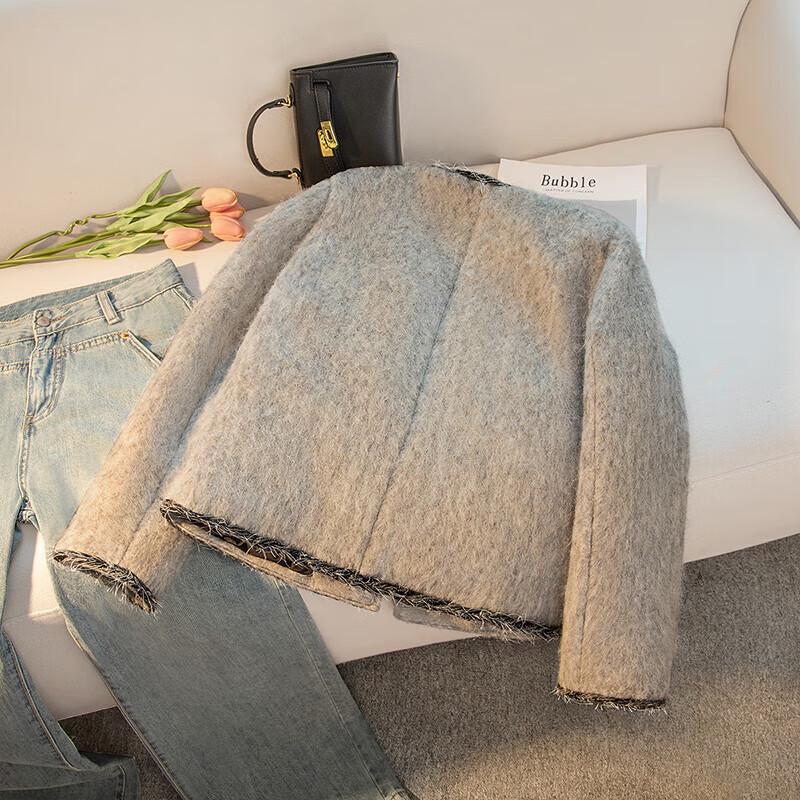 Women's Elegant Wool Blend Down Jacket