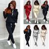 European & American Women's Autumn/Winter Fashion Set: Plus Velvet Hooded Sweatshirt & Sweatpants