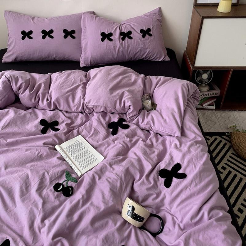 Bedding Pure Cotton Four-piece Set, Quilt Cover, Quilt Cover, Bed Sheet, Human Dormitory Three-piece Set