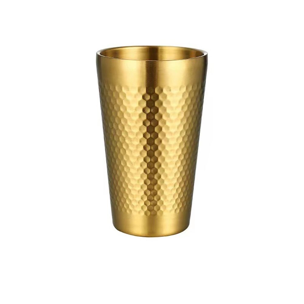 Hammered Texture Double-Wall Beer Cups Stainless Steel Milk Mugs Cold Water Drinks Cup  Drinkware