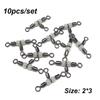 10Pcs Durable Splitter Luminous Wivels Bearing Fishing Pin Line Connector Trident 3 Way Ring Rolling