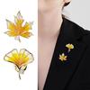 Women Brooch Sunflower Maple Leaf Apricot Leaf Realistic Electroplated Polished Exquisite Prom Party Coat