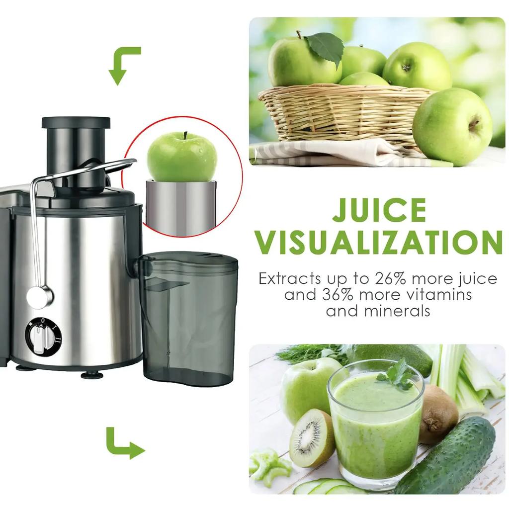 400W Electric Juicer Machine Juicer Wide Chute for Whole Fruit Juicer Extractor Juicy Vegetables Fruit Mixer Blender with Bottle