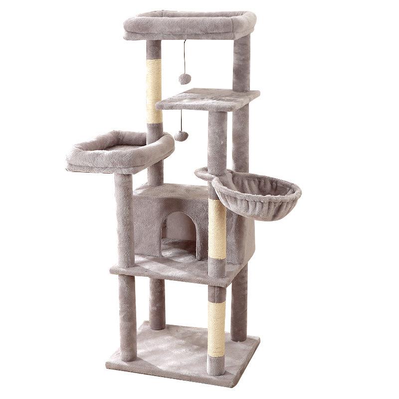 Compact Cross-Border Cat Climbing Frame: Large Cat Tree with Integrated Cat Nest, Space-Saving Design, Foreign Style