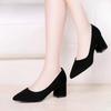 Womens Coarse Pumps Shoes French Black Workplace Shoe Sharp Pointed Sexy High Heels Fashion Versatile Ladies Shoes Mujer Zapatos