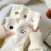 Women's Autumn Winter Warm Socks Cartoon Coral Floor Thick Socks Sleep Slippers Fashion Cute Funny Solid Color Socks