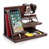 Phone Charging Stand Wooden Desk Organizer Rack Stable Groove Design Mobile Phone Holder for Home Room