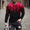 Fashion Long Sleeve T-shirt For Men 3d Fire Print O Neck Tops Hip Hop Cotton T Shirt Oversized Tee Shirt Man Clothing Streetwear