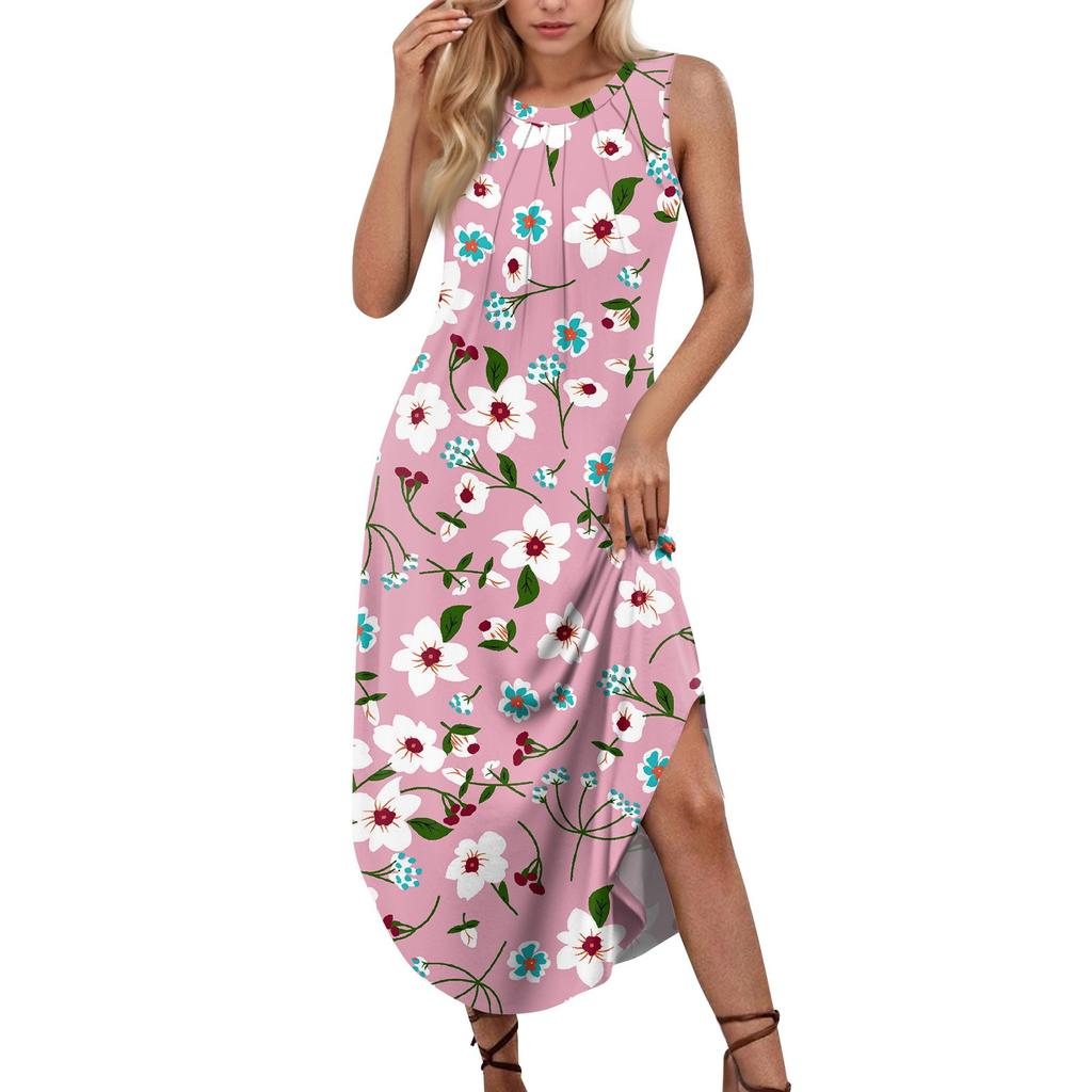 Women's Summer Casual U Neck Printed Sleeveless Dresses