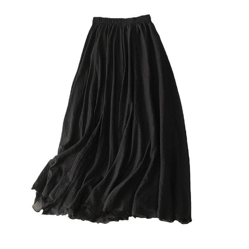 Double-layer Skirt Elastic Waist A-line Skirt Big Swing Skirt Woman