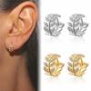 Delicate Leaf Ear Ring with Shiny CZ for Women Copper Color/Gold Color Fashion Hoop Earrings Fancy Girl Gift 2024 Zircon Gifts