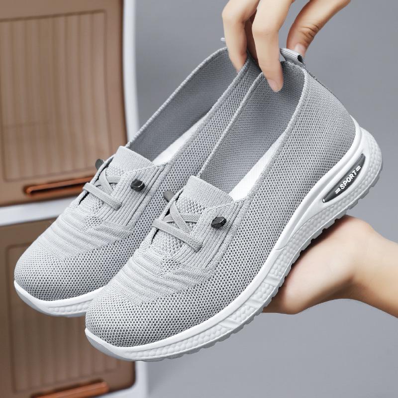 Women's Plus Size Flyknit Slip-On Shoes - Lightweight, Comfortable Low-Cut Mesh