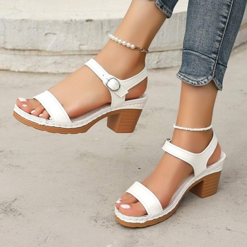 Braided Chunky Heeled Sandals for Women 2025 Summer Ankle Strap Platform Sandles Woman Casual Weaving Gladiator Sandalias Mujer