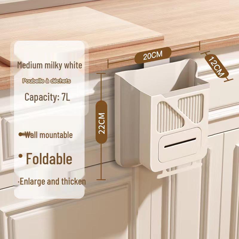 Folding Wall-Mounted Kitchen Trash Can - Large Capacity, Cabinet Door Hanging Waste Basket for Creative Waste Classification