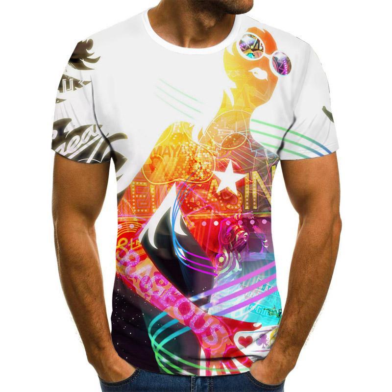Three-dimensional Graphic T-shirt Casual Lattice Tops 3D Men's T-shirt Summer T-shirt Men's O-neck Shirt Plus Size Streetwear
