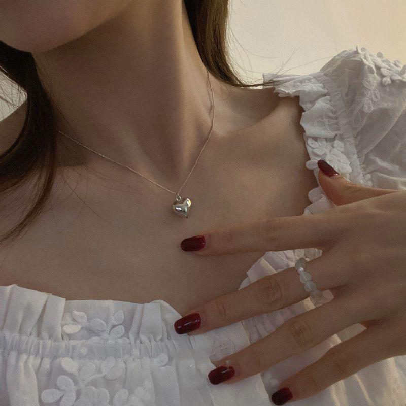Simple Heart Chain Choker Necklace Women Silver Color Necklace Jewelry Gift