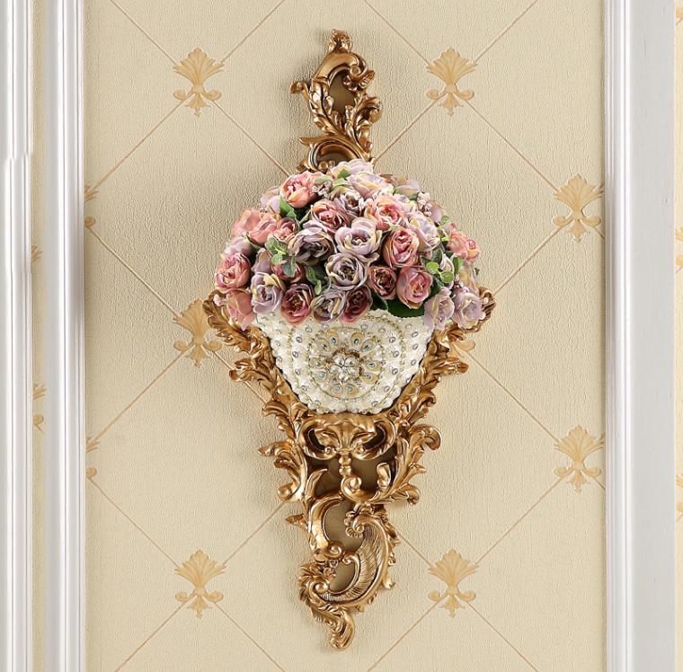 Роскошные настенные вазы из смолы с бриллиантами, искусственные горшки для цветов, поделки, украшения для дома, гостиной, ТВ-фона, настенная роспись