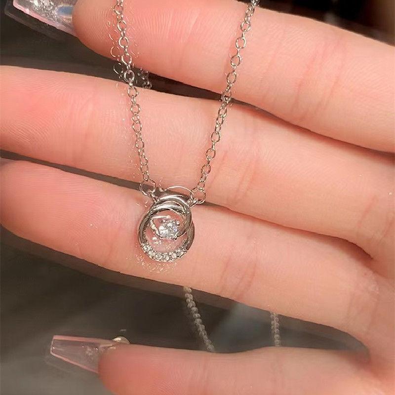 Серебряный цвет изящный круглый циркон кулон ожерелье простой универсальный легкий роскошный ключичный цепь для женщин ювелирные изделия