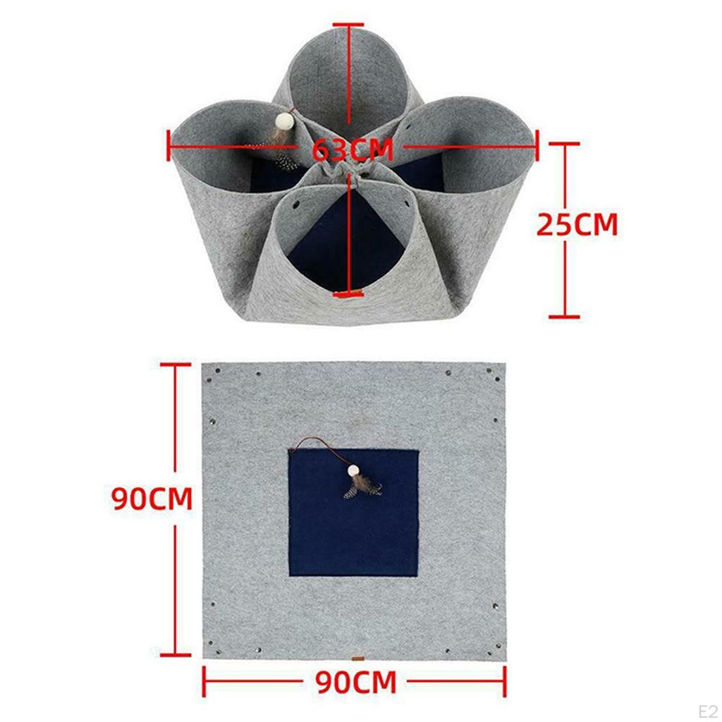 Cat Felt Tunnel Bed Hideaway Nest Collapsible Mat for Pets Kittens Small Animals