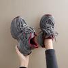 Thick-soled Women's Summer New Mesh Breathable Gray Casual Versatile Sports Shoes Women's Velvet Models
