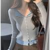 Two Korean-style Fake V-neck Knitted Cardigans for Women's Autumn and Winter Are Unique and Slimming. Pair Them with A Short Top