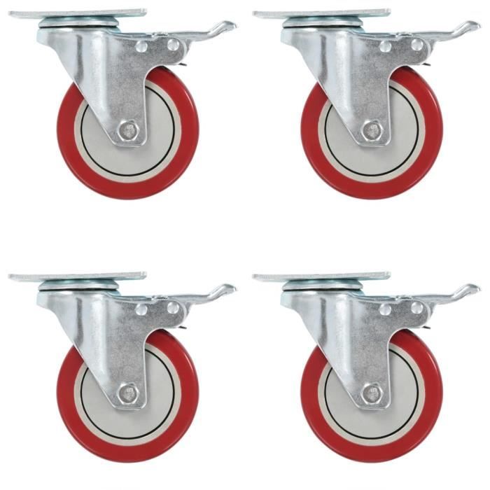 VidaXL Roulettes pivotantes avec double frein 4 pcs 100 mm