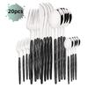 20Pcs Dinnerware Set Stainless Steel Silver Imitation Wooden Handle Clamp Western Knife Fork Spoon Cutlery Tableware Silverware