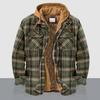 Stylish 3D Pattern Keep Warm Temperament Drawstring Checkered Shirt Jacket Streetwear Men Coat