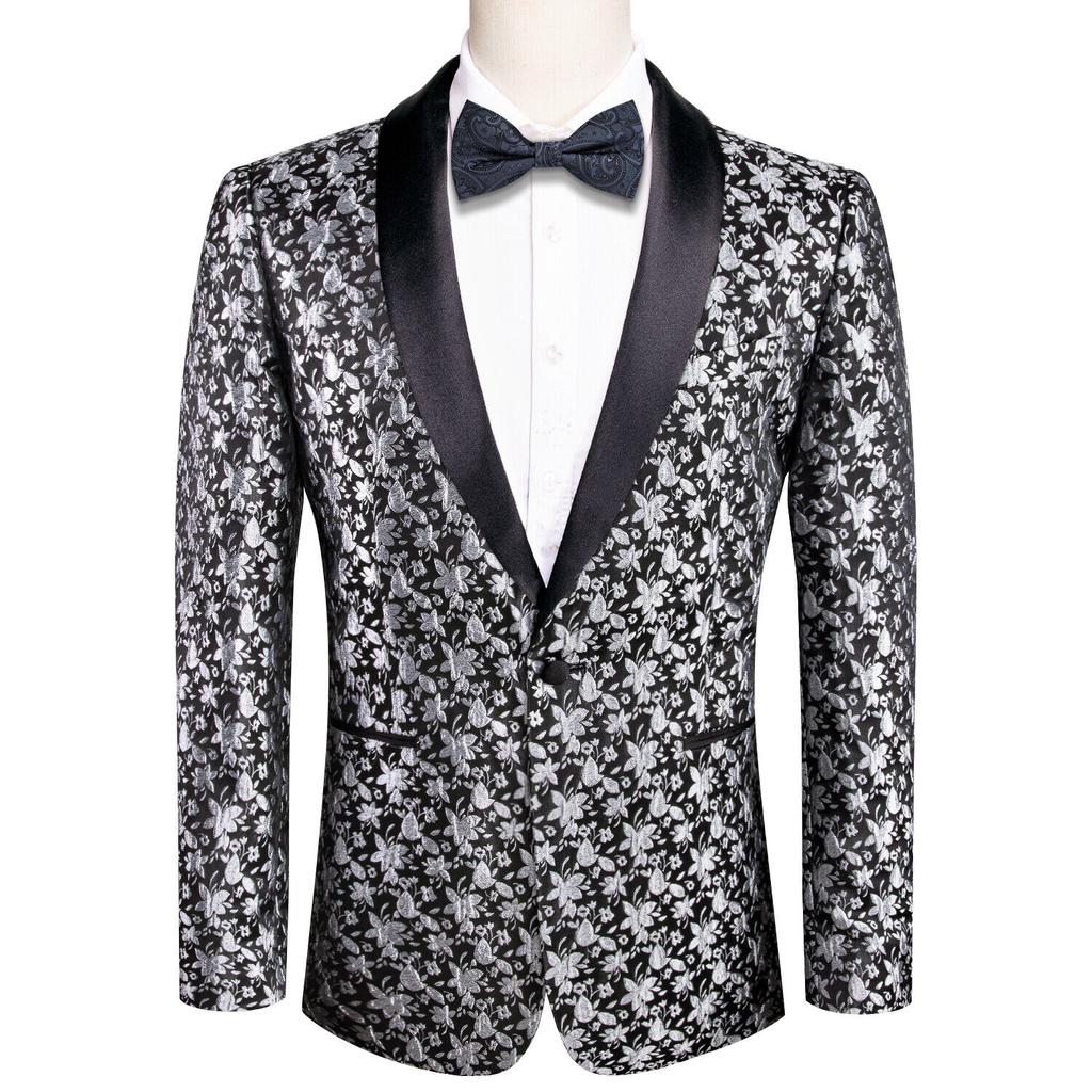 Mens Floral Tuxedo Dinner Jacket Regular Fit Shawl Lapel Paisley Prom Party Suit