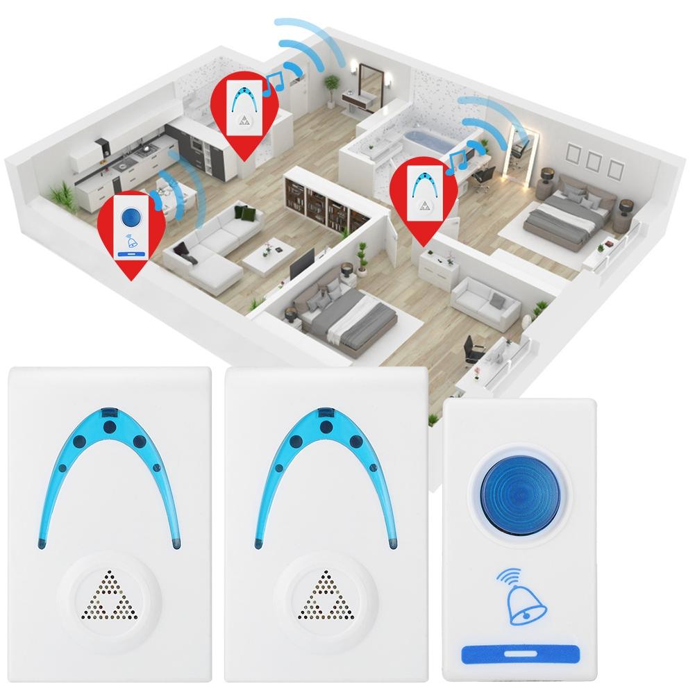 32 Melodies 1 Remote Button 2 Plugin Receivers Wireless Door Bell for Home