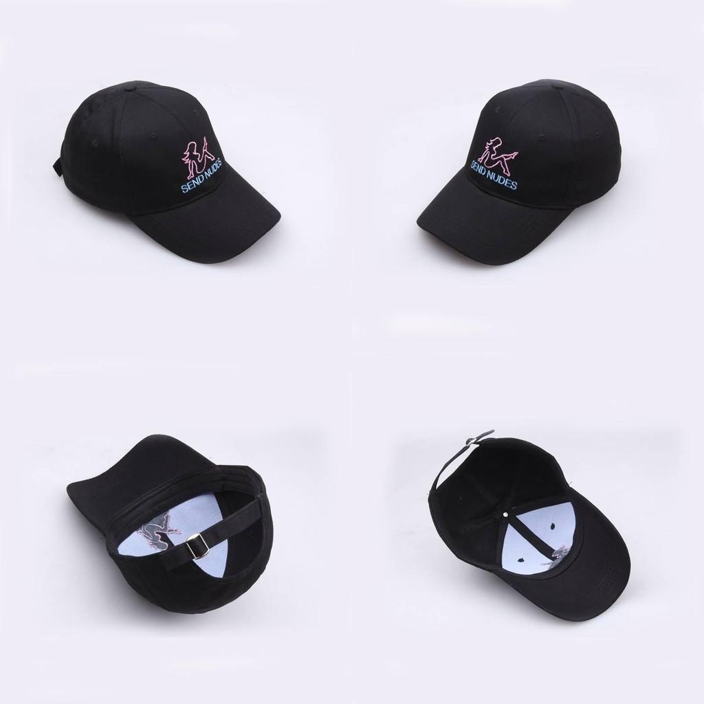 Letter Embroidery Send Nudes Women Pure Cotton Baseball Cap Outdoor Sun Hat