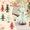 Wooden Christmas Tree, Tabletop 3D Christmas Tree With Snowman, Miniature Festival Ornaments, Artificial Small Xmas Tree For Christmas Holiday Party