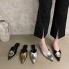 Baotou Cool Slippers Female Word with Fairy Style 2025 Summer New Pointed Flat Bottom Metal Slippers Outer Wear