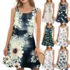 Women's Casual Fashion Floral Print Round Neck Sleeveless Dress