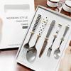 Ceramic Handle Cutlery Knife Fork Spoon Set Travel Dessert Spoon Set Kitchen Dinnerware Sets Stainless Steel Beef Fork and Knife
