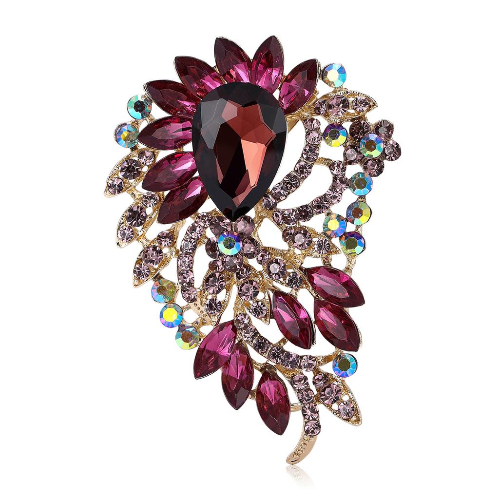 Alloy Large Crystal Glass Brooch High-End Versatile Women'S Suit Coat Corsage Jewelry Pin