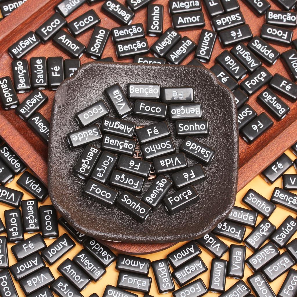 Bracelets French Words Rectangle 10PCS 14.5*7.5mm Acrylic Jewelry Making Accessories DIY Handmade Crafted Material Loose Spacer Beads Necklace