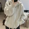 Autumn Winter Solid Knitting Zipper Hoodies Women Loose Casual All-match Cardigan Hooded Top Female Sweatshirt