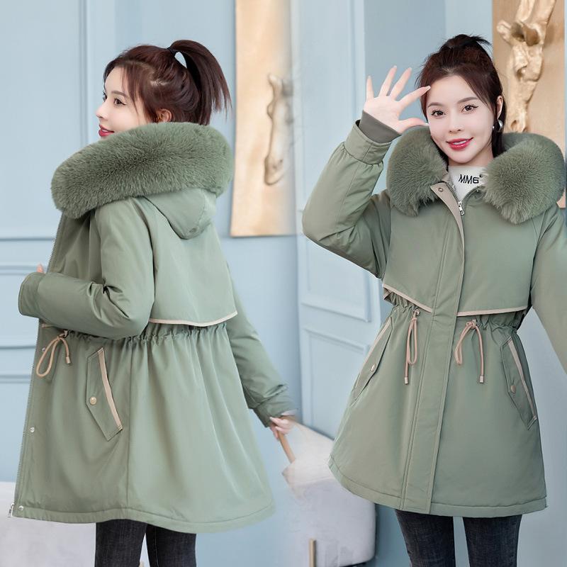 Wear One Dress and Three Women's Medium and Long Removable Slim-fitting and Thin Cotton Clothes, Winter Fashion Warm Jacket