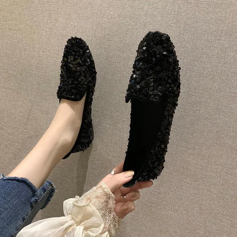 Fashion Woman Flats Round Toe Slip-on Diamond Shoes for Women with Crystals Rhinestone Social Summer 2025 Casual Promotion Sale Shoe Non