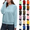 Women's Casual Fashion Top Solid Color Round Neck Long Sleeve Pullover Top