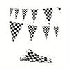 1set Party Decoration Banner Triangle Flags, Simple Black & White Checkered Pattern Triangle Flags, Suitable For Various Themed Parties And Daily Use,