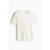 H M Regular Fit Ribbed Knit Tee wHite