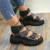 2024 Hot Selling Thick Soled Belt Buckle Roman Shoes To Wear Large Size Muffin Retro Sandals Fashion Open-toed Women's Shoes
