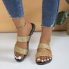 Summer Sandals for Women Flat Sandal Sparkle Rhinestone Slide Trendy Women's Beach Sparkly Dressy Slip On Bling Casual Shoes