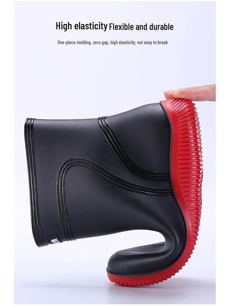 3306 Mid-Tube Fashion Rain Boots for Men and Women - Non-Slip, Waterproof, Thick Rubber Shoes, Ideal for Kitchen Work
